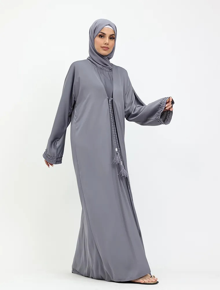 Grey Naira Abaya 2 Peice
